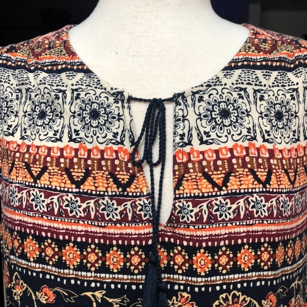 Beach Lunch Lounge Pullover Boho Peasant Rayon Dress - Picture 3 of 8